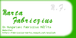 marta fabriczius business card